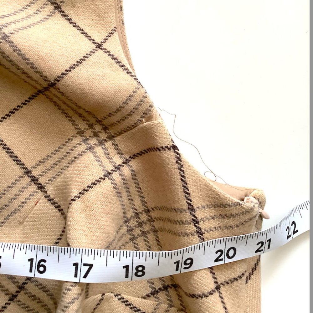 Talbots Woman beige plaid Sleeveless Dress Size 14W, Wool, lined, side zip - Picture 10 of 14